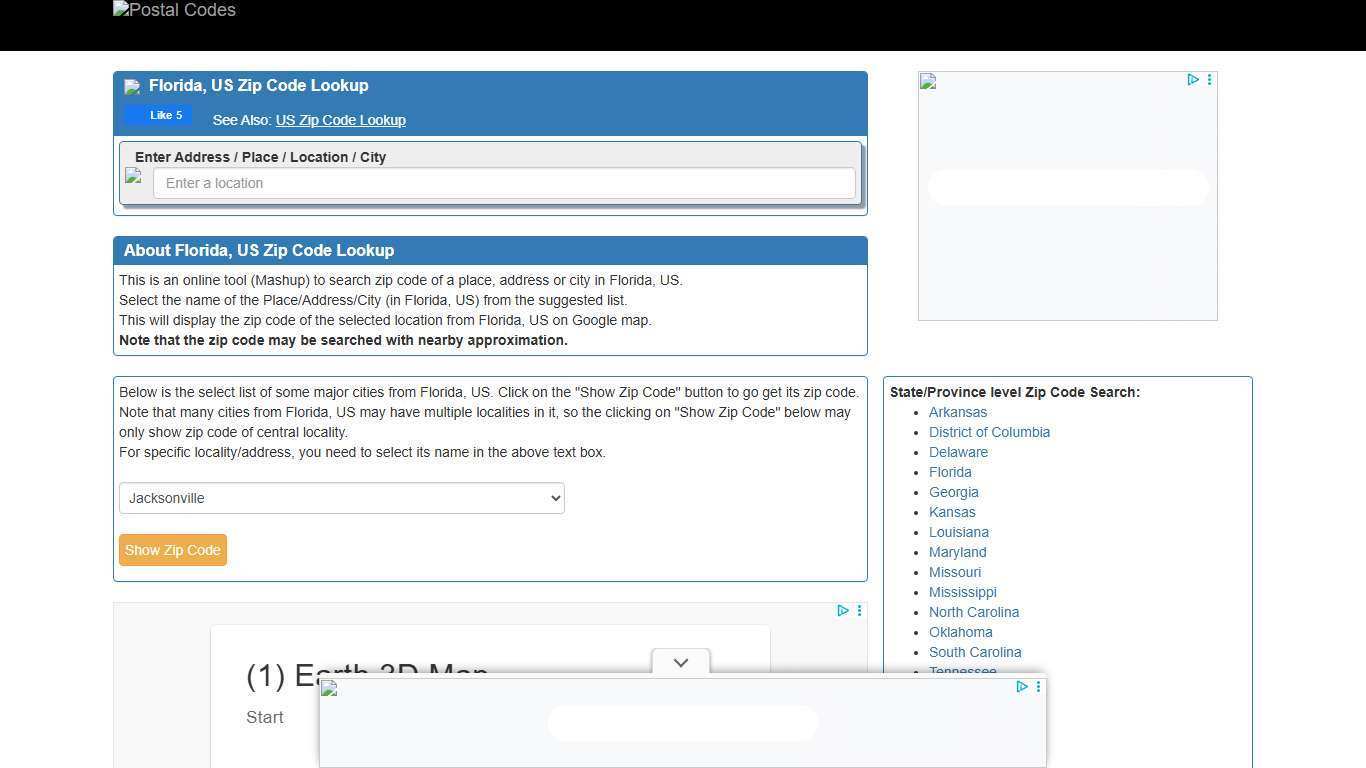 Florida, US Zip Code Lookup by Address/City, Map (Postal Code, Postcode)