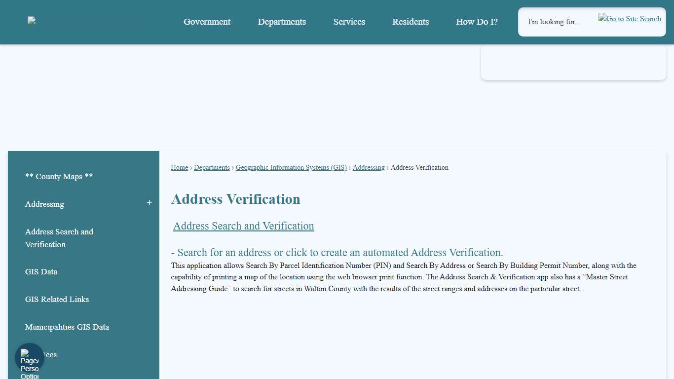 Address Verification | Walton County, FL - Home Page